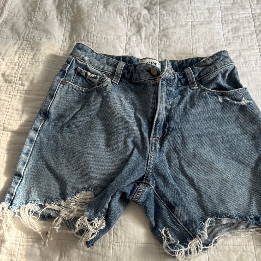 PAIGE Frayed Jean Shorts